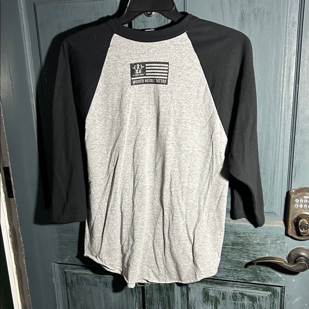 Augusta Sportswear Black and Gray Graphic Raglan Tee - Picture 4 of 4